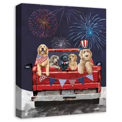 Discount Kirklands Home Patriotic Puppy Pickup Canvas Art Print