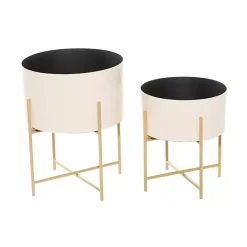 New Kirklands Home Peach Iron X-Base Planters, Set of 2