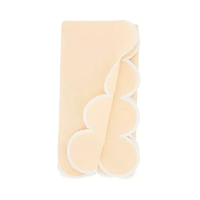 New Kirklands Home Peach Scalloped Edge Napkins, Set of 4 Yellow