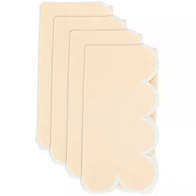 New Kirklands Home Peach Scalloped Edge Napkins, Set of 4 Yellow
