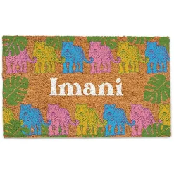 Online Kirklands Home Personalized Colorful Tigers Coir Doormat