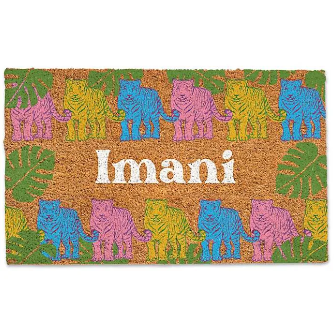 Online Kirklands Home Personalized Colorful Tigers Coir Doormat