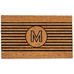 Clearance Kirklands Home Personalized Monogram Black Stripes Doormat