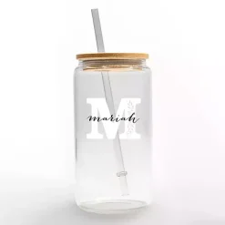 Online Kirklands Home Personalized Monogram M Floral Glass Cup