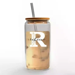 Sale Kirklands Home Personalized Monogram R Floral Glass Cup
