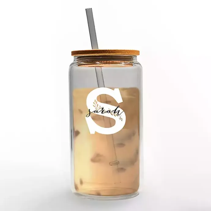 Clearance Kirklands Home Personalized Monogram S Floral Glass Cup