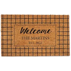 Discount Kirklands Home Personalized Welcome Windowpane Coir Doormat