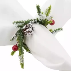Kirklands Home Pineberry Christmas Wreath Napkin Rings, Set of 4