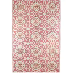 Best Kirklands Home Pink and Cream Floral Tile Outdoor Area Rug, 4x6