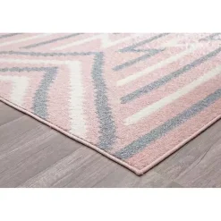 New Kirklands Home Pink and Gray Zigzag Area Rug, 8x10