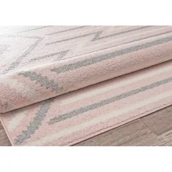 New Kirklands Home Pink and Gray Zigzag Area Rug, 8x10
