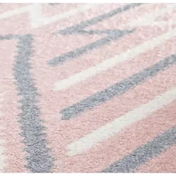 New Kirklands Home Pink and Gray Zigzag Area Rug, 8x10
