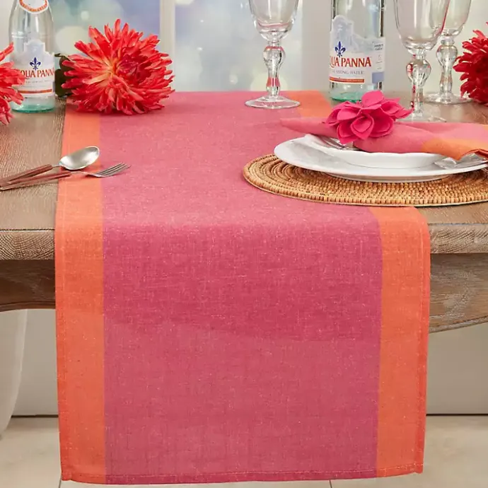 Sale Kirklands Home Pink and Orange Colorblock Table Runner