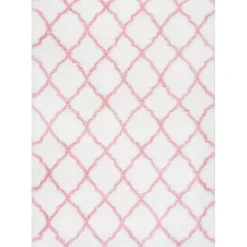 Online Kirklands Home Pink and White Iliza Trellis Area Rug, 5x8