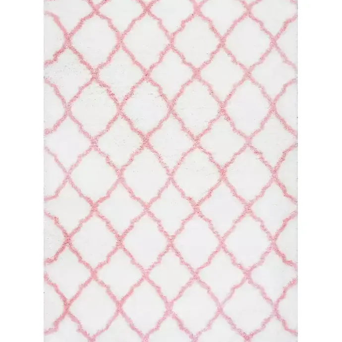 Online Kirklands Home Pink and White Iliza Trellis Area Rug, 5x8