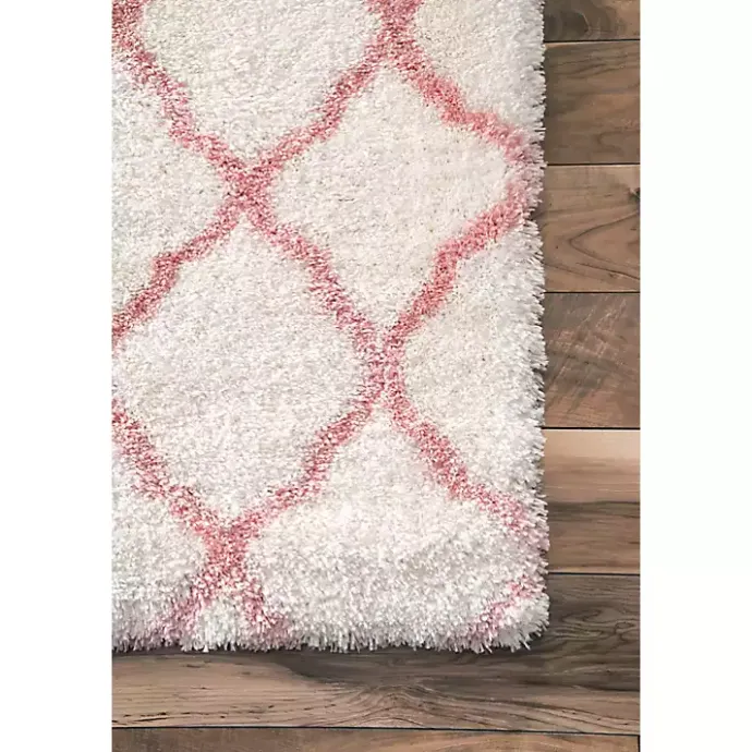 Online Kirklands Home Pink and White Iliza Trellis Area Rug, 5x8