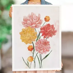 New Kirklands Home Pink and Yellow Flowers Framed Art Print