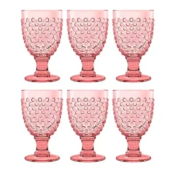 Clearance Kirklands Home Beaded Acrylic Goblet Wine Glasses, Set of 6 Pink