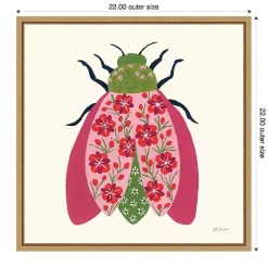 Discount Kirklands Home Pink Beetle Framed Canvas Art Print
