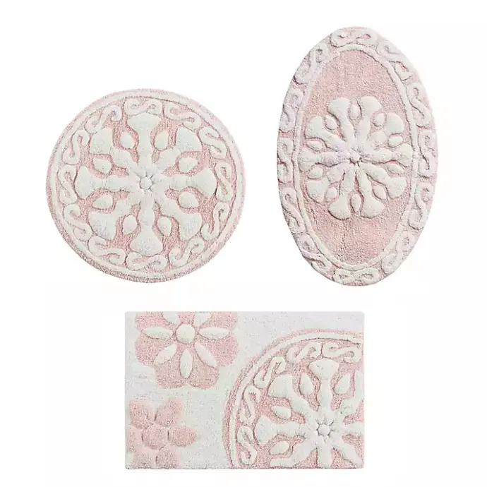 Kirklands Home Cotton Tufted Medallion Bath Mat, 30 in. Pink