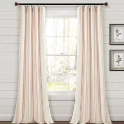 Hot Kirklands Home Farmhouse Stripe Curtain Panel Set, 84 in. Pink