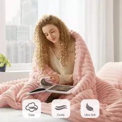 Outlet Kirklands Home Fluffy Ribbed 3-pc. King Comforter Set Pink