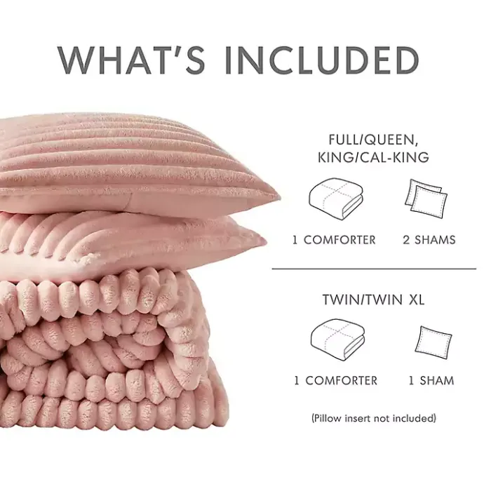 Outlet Kirklands Home Fluffy Ribbed 3-pc. King Comforter Set Pink