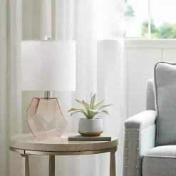 Discount Kirklands Home Pink Glass Stella Table Lamp White