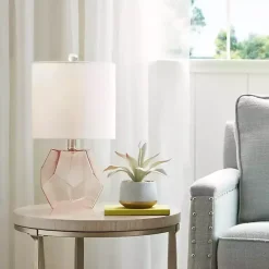 Discount Kirklands Home Pink Glass Stella Table Lamp White