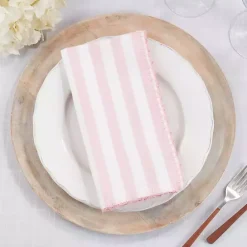 Outlet Kirklands Home Pink Striped Whipstich Napkins, Set of 4