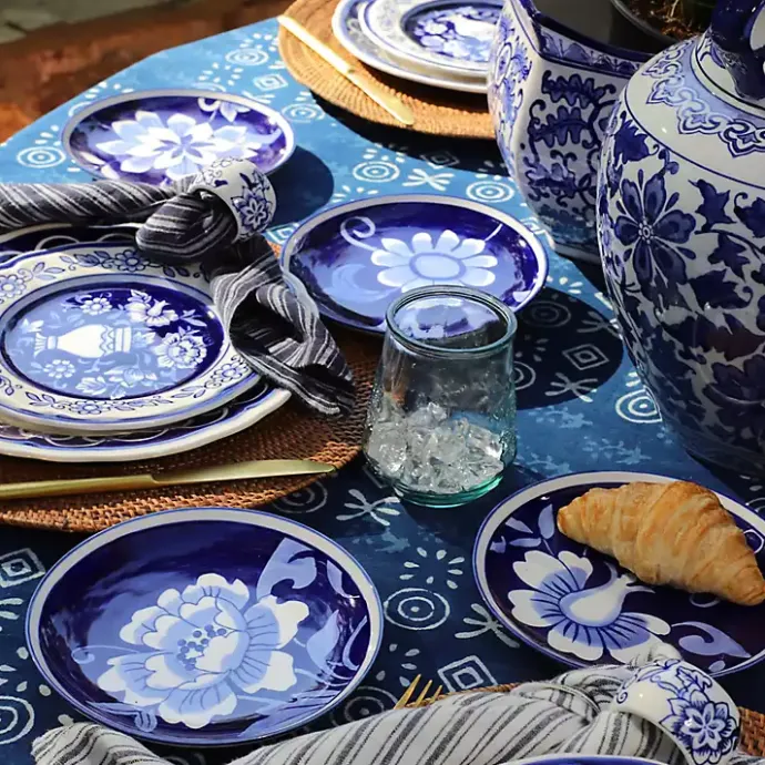 Kirklands Home Pip Vintage Blue Floral Appetizer Plates, Set of 4