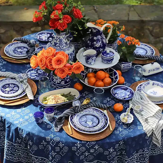 Discount Kirklands Home Pip Vintage Blue Floral Napkin Rings, Set of 4