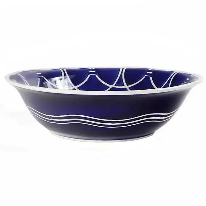 New Kirklands Home Pip Vintage Blue Floral Serving Bowl
