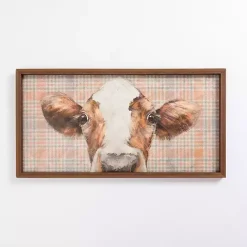Online Kirklands Home Plaid Cow Close-Up Framed Art Print