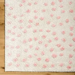 New Kirklands Home Plush Pink Dotted Area Rug, 5x7