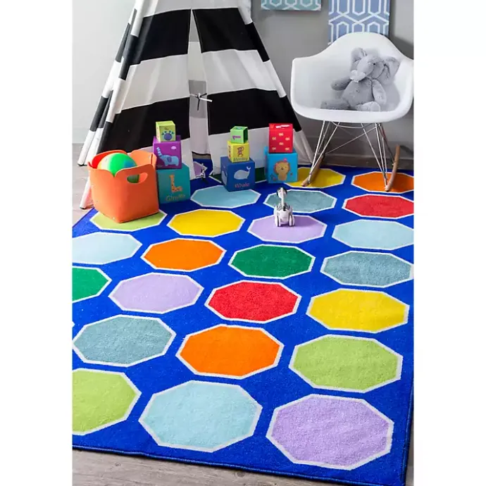Hot Kirklands Home Primary Color Hexagon Area Rug, 5x8 Multi