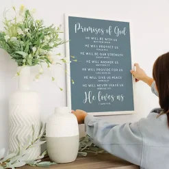 Discount Kirklands Home Promises of God Blue Wood Wall Plaque