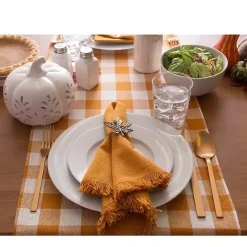 Outlet Kirklands Home Pumpkin Spice Checkered Table Runner