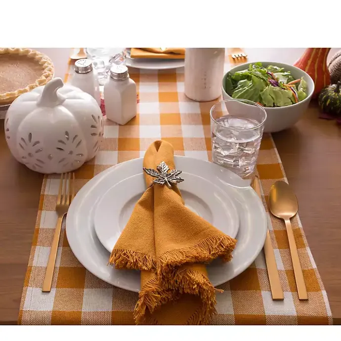 Outlet Kirklands Home Pumpkin Spice Checkered Table Runner
