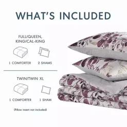 Hot Kirklands Home Purple Botanical 3-pc. King Comforter Set