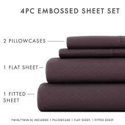 Hot Kirklands Home Embossed Checkered 3-pc. Twin Sheet Set Purple