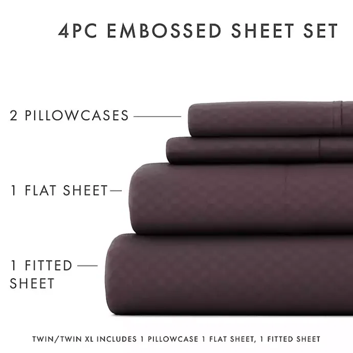 Hot Kirklands Home Embossed Checkered 3-pc. Twin Sheet Set Purple