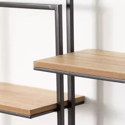 Outlet Kirklands Home Quadrate Multi-Level Black Metal Wall Shelf