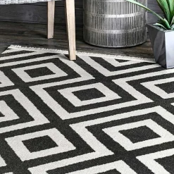 Online Kirklands Home Rain Diamond Fringe Indoor/Outdoor Area Rug, 5x8