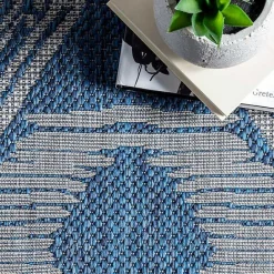 Outlet Kirklands Home Raina Blue Tribal Zig Zag Outdoor Rug, 5x8