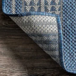New Kirklands Home Raina Blue Tribal Zig Zag Outdoor Rug, 8x10