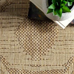 Discount Kirklands Home Raina Tribal Zig Zag Outdoor Rug, 5x8 Brown