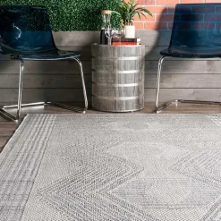 Outlet Kirklands Home Raina Tribal Zig Zag Outdoor Rug, 5x8 Gray