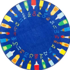 Kirklands Home Rainbow Alphabet Round Rug, 8 ft. Multi