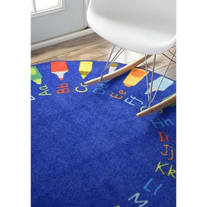 Kirklands Home Rainbow Alphabet Round Rug, 8 ft. Multi